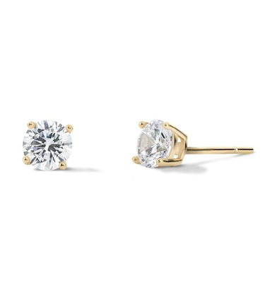 14K Gold Plated 5mm CZ Round Solitaire Studs