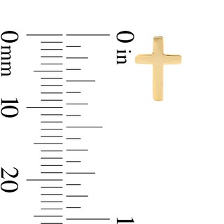 14K Gold Plated High Polished Cross Studs