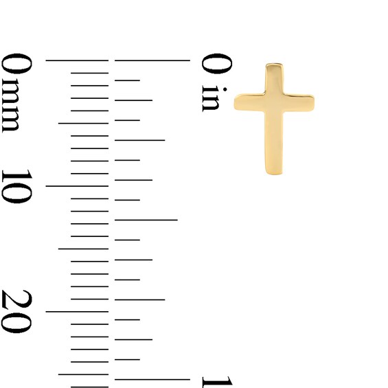 14K Gold Plated High Polished Cross Studs