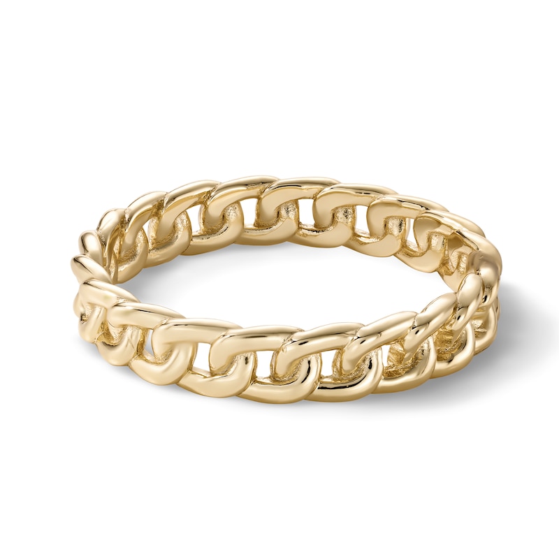 14K Gold Plated Curb Chain Link Ring - Size 7