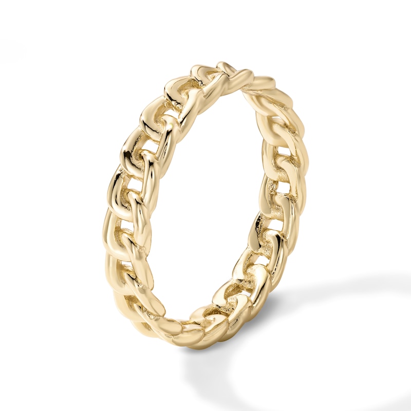 14K Gold Plated Curb Chain Link Ring - Size 7