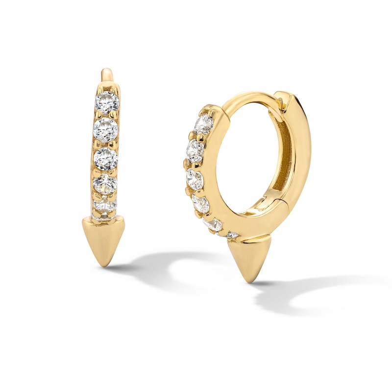 Main Image 1 of 14K Gold Plated CZ Spike Huggie Hoops