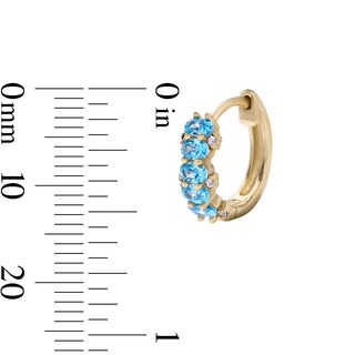 14K Gold Plated Blue and White CZ Oval Hoop Huggies