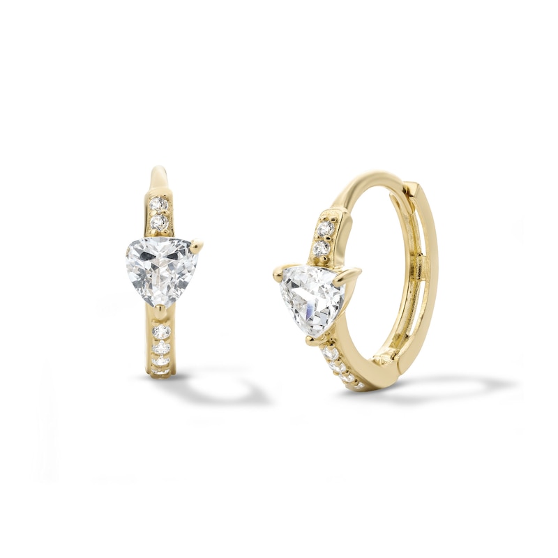 Main Image 1 of 14K Gold Plate CZ Trillion Huggie Hoops