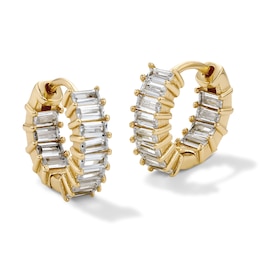 14K Gold Plated 13.6mm CZ Baguette Inside-Out Hoops