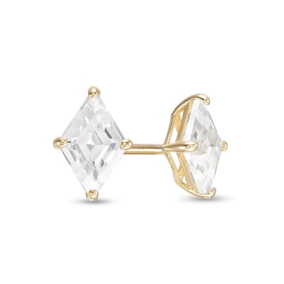 14K Gold Plated CZ Rhombus Studs