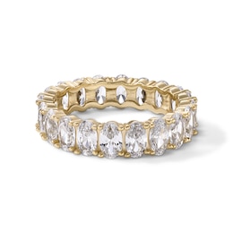 14K Gold Plated Oval CZ Eternity Band - Size 7