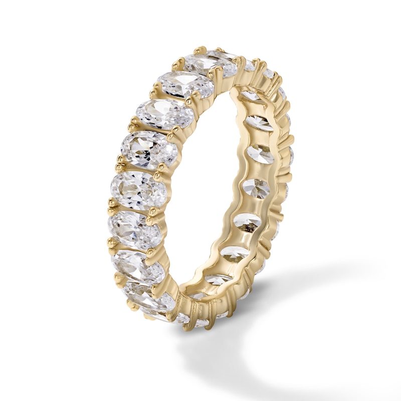 14K Gold Plated Oval CZ Eternity Ring - Size 7