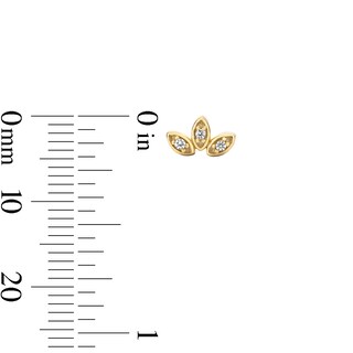 14K Gold Plated CZ Three-Stone Crown Studs