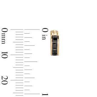 14K Gold Plated 11mm Black CZ Channel Huggie Hoops