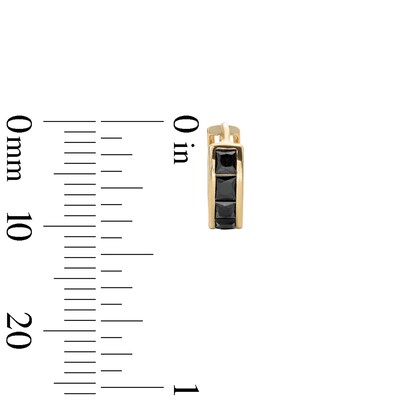 14K Gold Plated 11mm Black CZ Channel Huggie Hoops