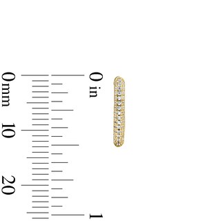 14K Gold Plated CZ Pavé Three-Row Oval Hoops
