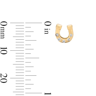 14K Gold Plated CZ Horseshoe Studs