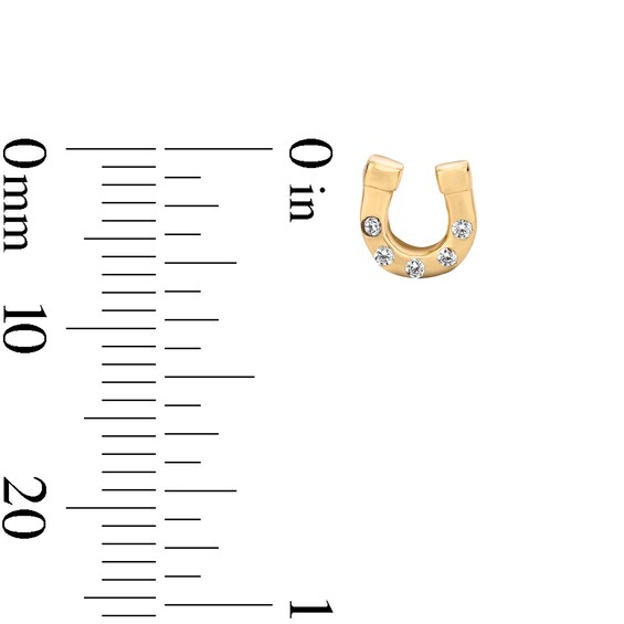 14K Gold Plated CZ Horseshoe Studs