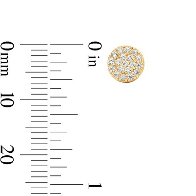 14K Gold Plated CZ Pavé Flat Circle Studs