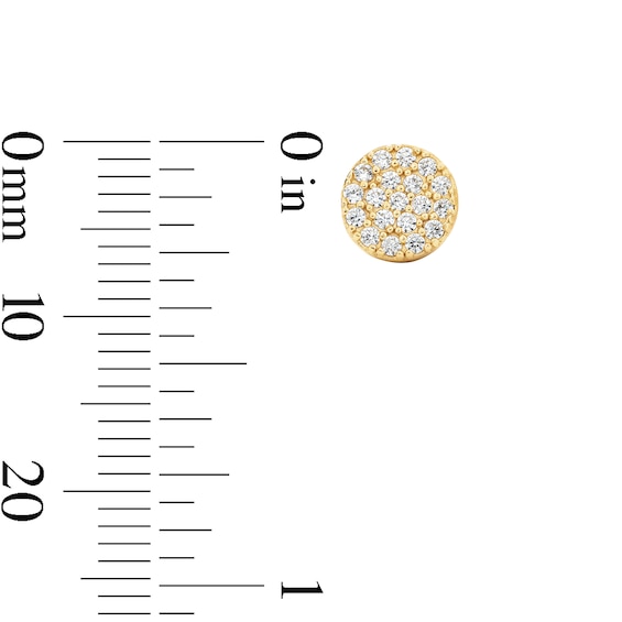 14K Gold Plated CZ Pavé Flat Circle Studs
