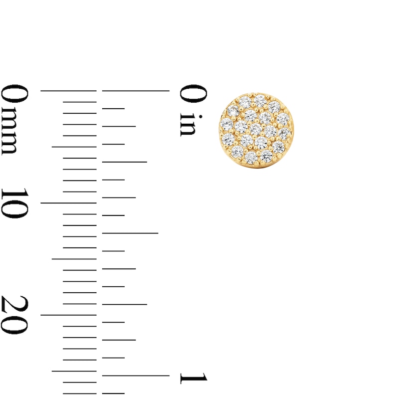 Main Image 2 of 14K Gold Plated CZ Pavé Flat Circle Studs