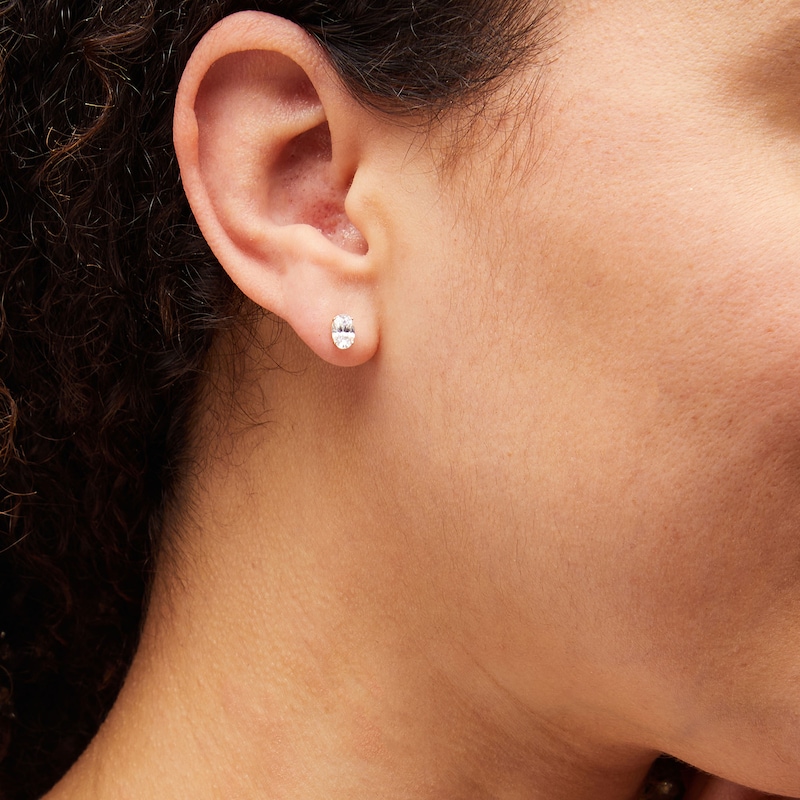 Main Image 2 of 14K Gold Plated CZ Oval Studs