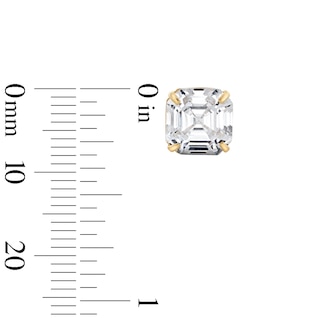 14K Gold Plated CZ 8mm Asscher-Cut Studs