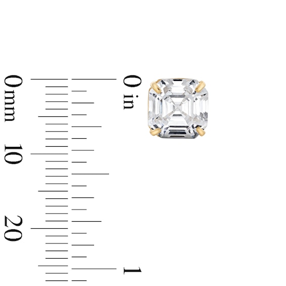 14K Gold Plated CZ 8mm Asscher-Cut Studs