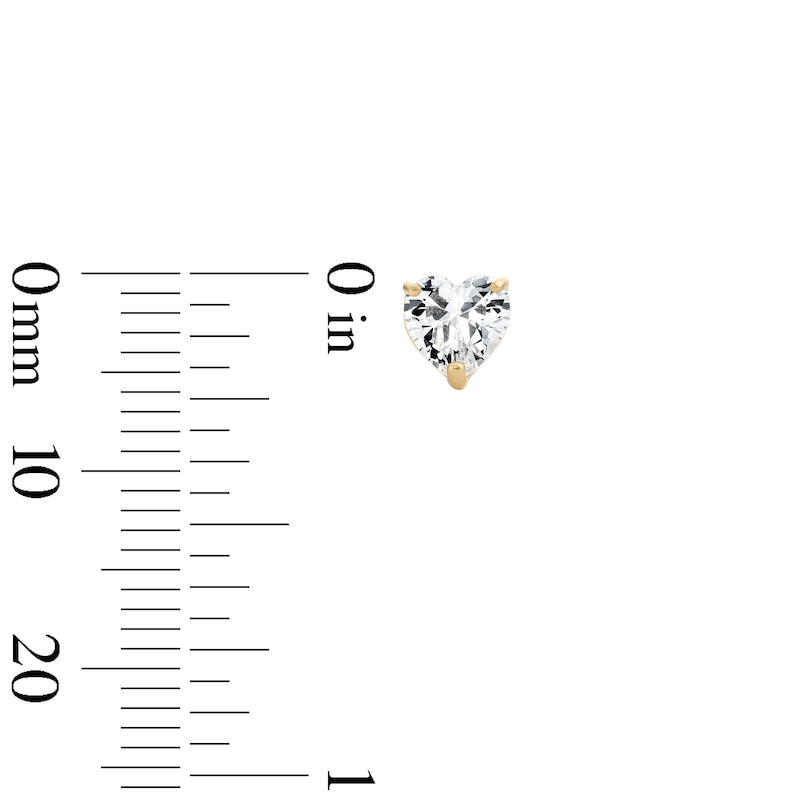 Main Image 2 of 14K Gold Plated 7mm CZ Heart Solitaire Studs