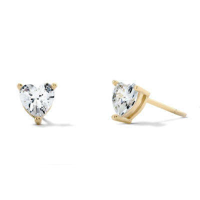 14K Gold Plated 5mm CZ Heart Solitaire Studs