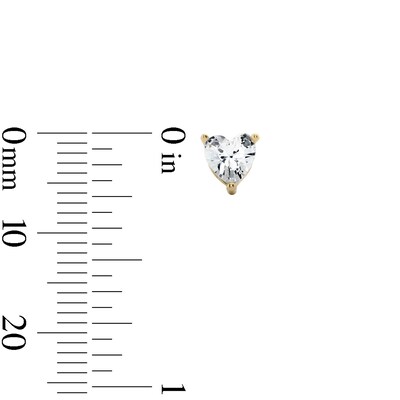 14K Gold Plated 5mm CZ Heart Solitaire Studs
