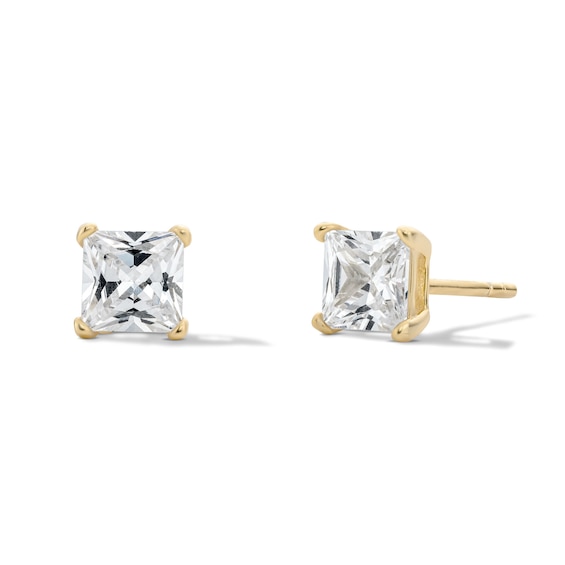 14K Gold Plated 5mm Square CZ Solitaire Studs