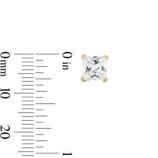 14K Gold Plated 5mm Square CZ Solitaire Studs