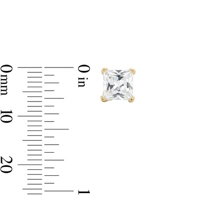 14K Gold Plated 5mm Square CZ Solitaire Studs