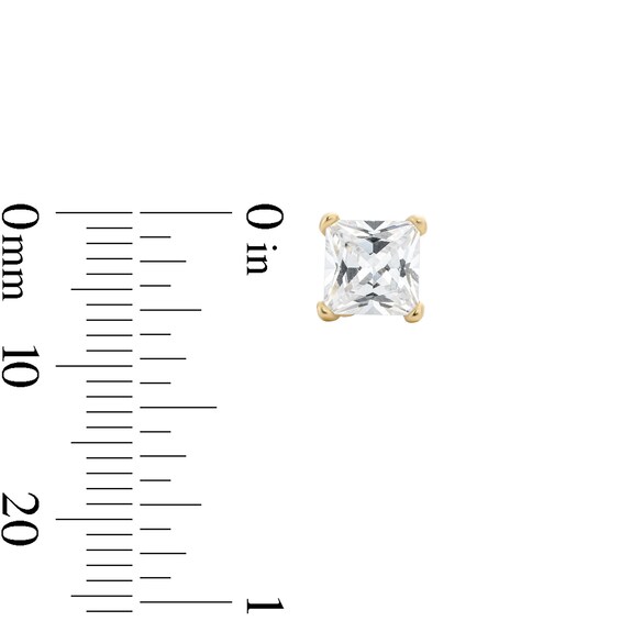 14K Gold Plated 5mm Square CZ Solitaire Studs