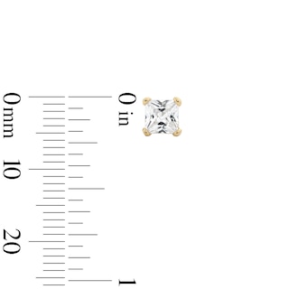 14K Gold Plated 4mm Square CZ Solitaire Studs