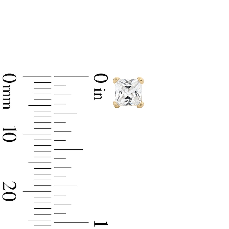 Main Image 2 of 14K Gold Plated 4mm Square CZ Solitaire Studs