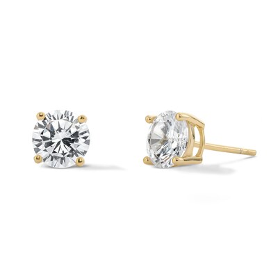 14K Gold Plated 7mm CZ Round Solitaire Studs