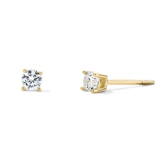 14K Gold Plated 3mm CZ Round Solitaire Studs