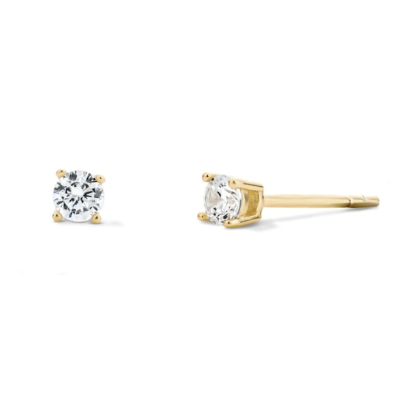 14K Gold Plated 3mm CZ Round Solitaire Studs