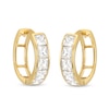 Thumbnail Image 1 of 14K Gold Plated Square CZ Channel Huggie Hoops