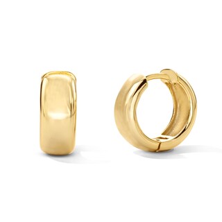 14K Gold Plated 15mm High Polish Wide Huggie Hoops