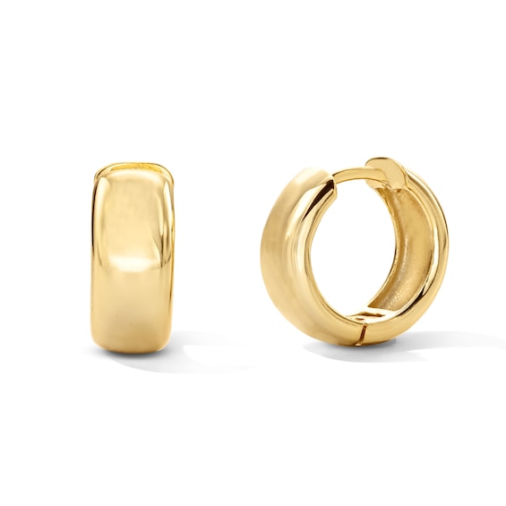 14K Gold Plated 15mm High Polish Wide Huggie Hoops