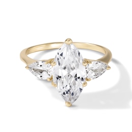 14K Gold Plated CZ Marquise and Pear Ring - Size 7