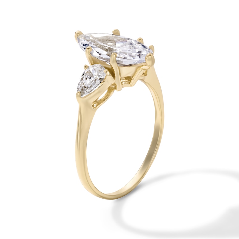 14K Gold Plated CZ Marquise and Pear Ring - Size 7
