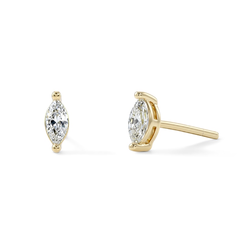 14K Gold Plated Marquise CZ Solitaire Studs