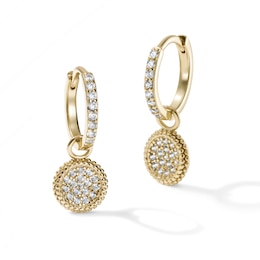 14K Gold Plated CZ Pavé Drop Huggies