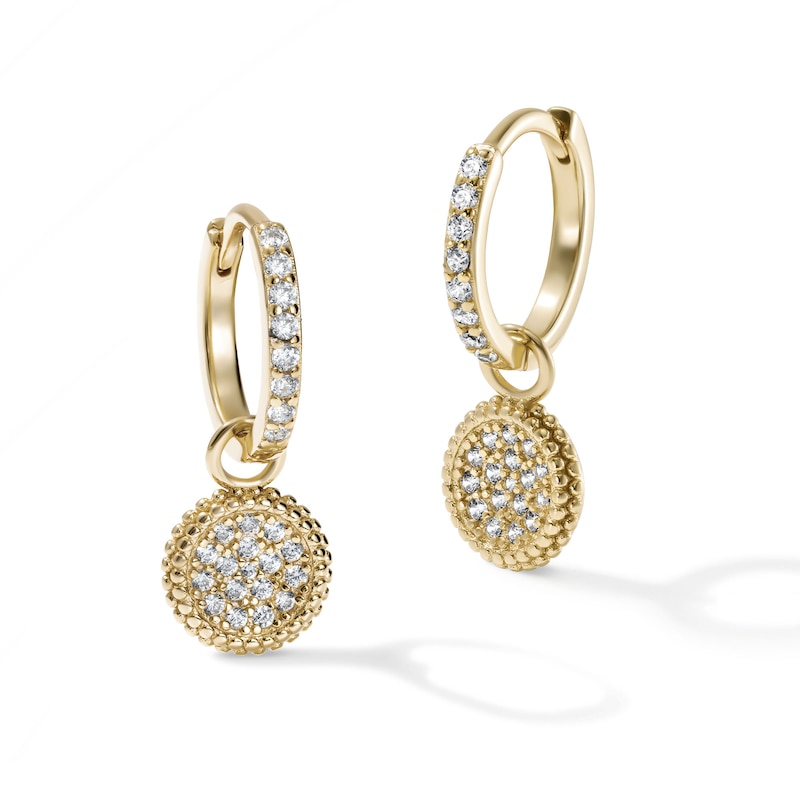 14K Gold Plated CZ Pavé Drop Huggies