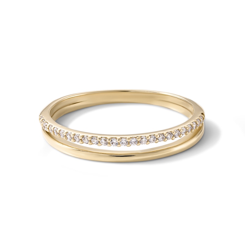 14K Gold Plated CZ Two-Row Ring