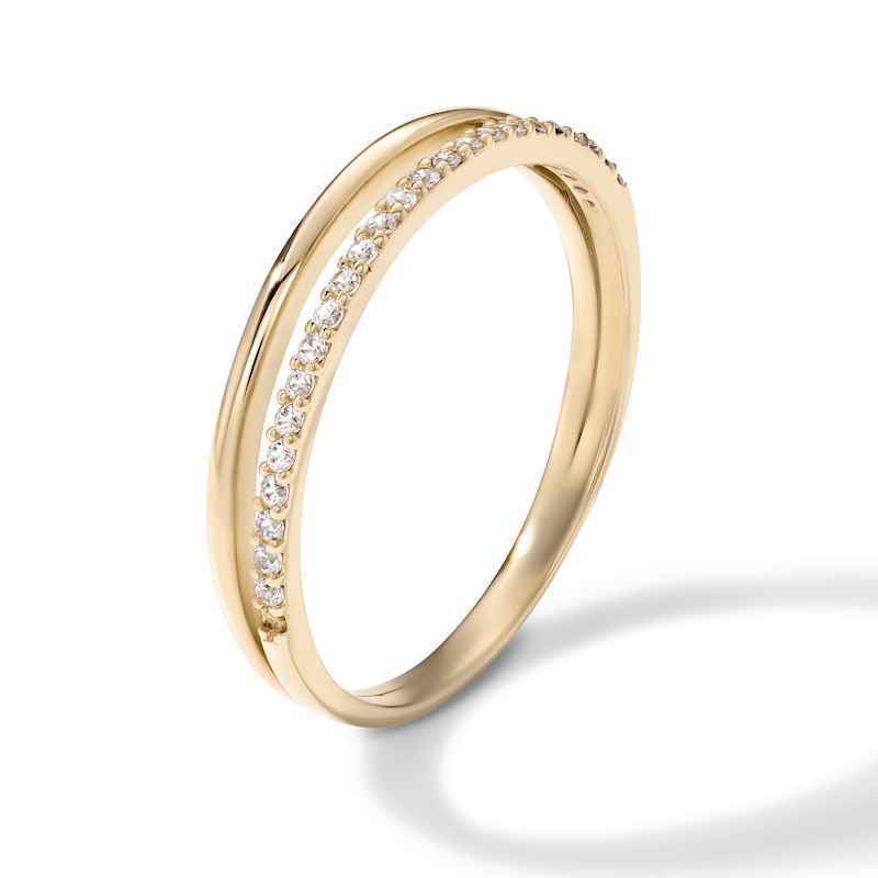 14K Gold Plated CZ Two-Row Ring