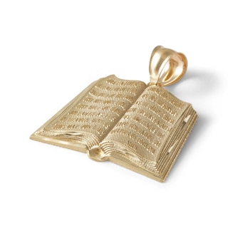 14K Gold Plated Textured Lord's Prayer in Open Bible Charm