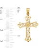 14K Yellow Gold Plated Diamond-Cut Swirl Cross Charm