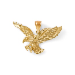 14K Gold Plated Diamond-Cut Eagle Necklace Charm