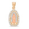 14K Gold Plated Tri-Tone CZ Our Lady of Guadalupe Charm